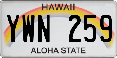 HI license plate YWN259