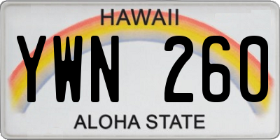 HI license plate YWN260