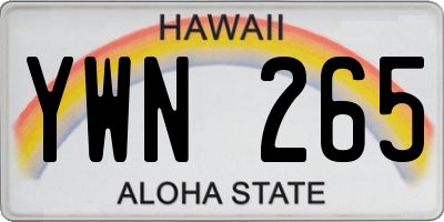 HI license plate YWN265