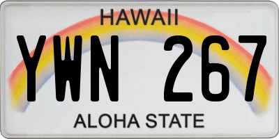 HI license plate YWN267