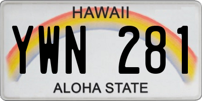 HI license plate YWN281