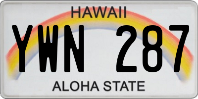 HI license plate YWN287