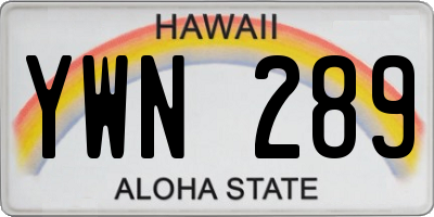 HI license plate YWN289