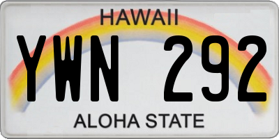 HI license plate YWN292
