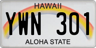 HI license plate YWN301