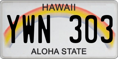 HI license plate YWN303