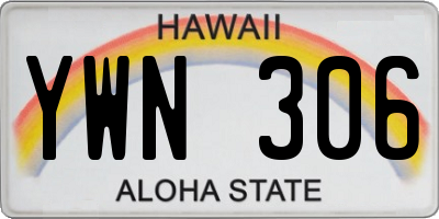 HI license plate YWN306