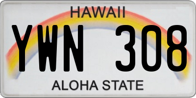 HI license plate YWN308
