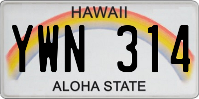 HI license plate YWN314
