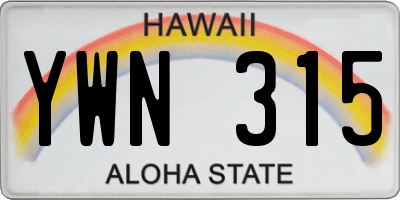 HI license plate YWN315