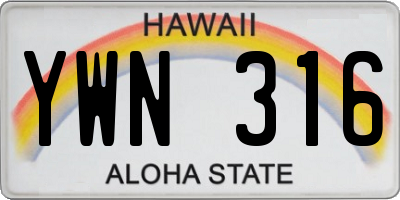 HI license plate YWN316