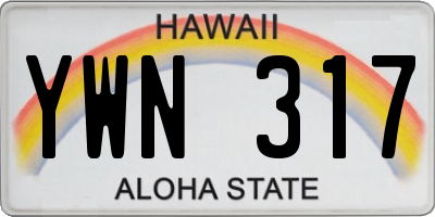 HI license plate YWN317