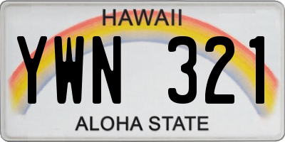 HI license plate YWN321