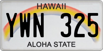 HI license plate YWN325