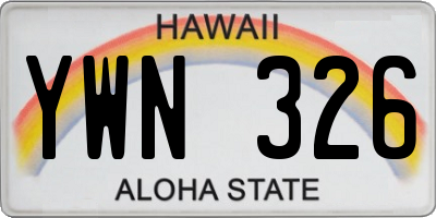 HI license plate YWN326