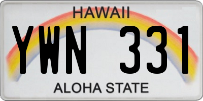 HI license plate YWN331