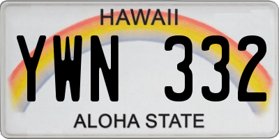HI license plate YWN332