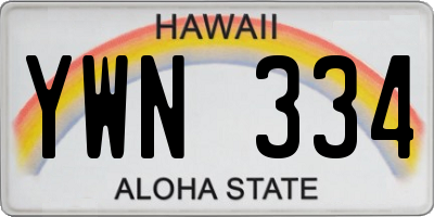 HI license plate YWN334
