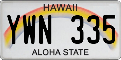 HI license plate YWN335
