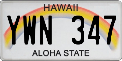 HI license plate YWN347