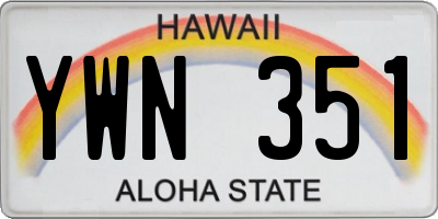 HI license plate YWN351