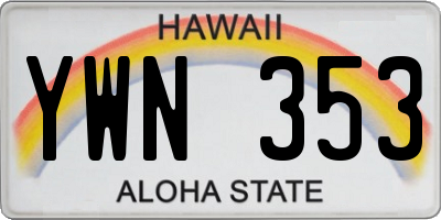 HI license plate YWN353