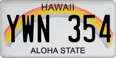 HI license plate YWN354