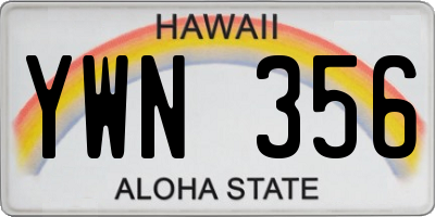 HI license plate YWN356