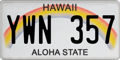 HI license plate YWN357