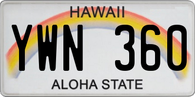 HI license plate YWN360