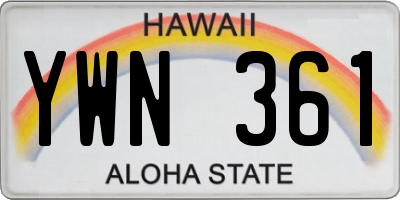 HI license plate YWN361