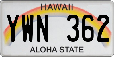 HI license plate YWN362