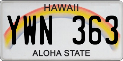 HI license plate YWN363