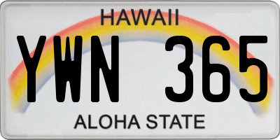 HI license plate YWN365