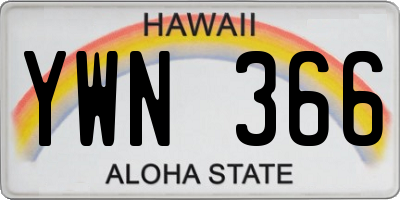 HI license plate YWN366