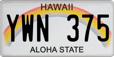 HI license plate YWN375