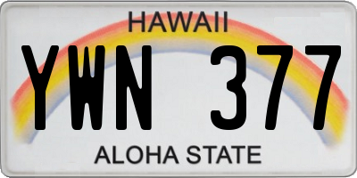 HI license plate YWN377