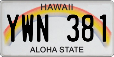 HI license plate YWN381
