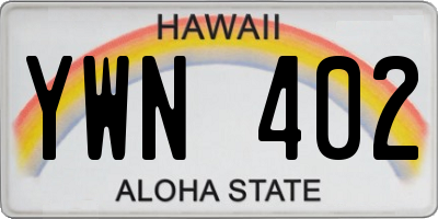 HI license plate YWN402