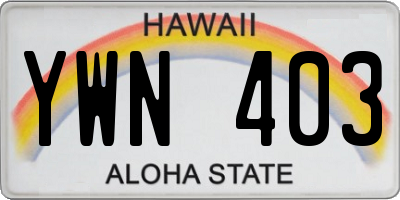 HI license plate YWN403