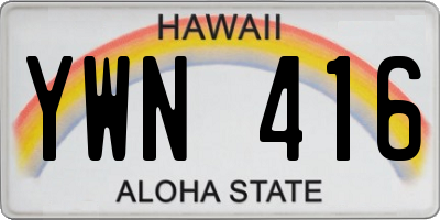 HI license plate YWN416