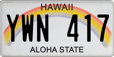 HI license plate YWN417