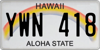 HI license plate YWN418
