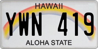 HI license plate YWN419