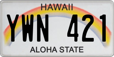 HI license plate YWN421