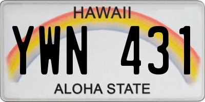 HI license plate YWN431