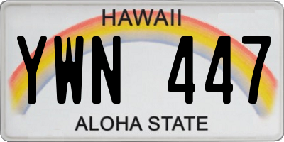 HI license plate YWN447
