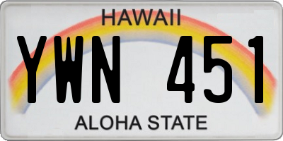 HI license plate YWN451