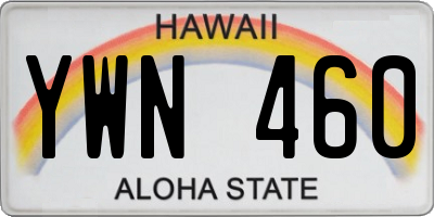 HI license plate YWN460
