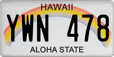 HI license plate YWN478
